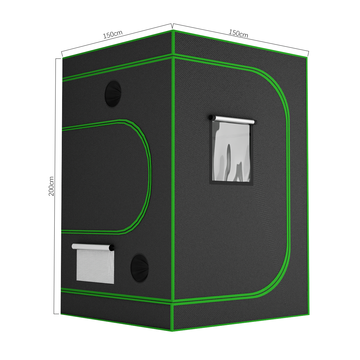 150x150x200 cm Grow Tent 600D Oxford Fabric with Metal Frame