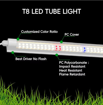 T8 LED Grow Light with MTC Chips IP65 Waterproof for Indoor Plants