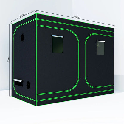 600D Oxford Fabric Grow Tent with Metal Frame 240x120x200 cm