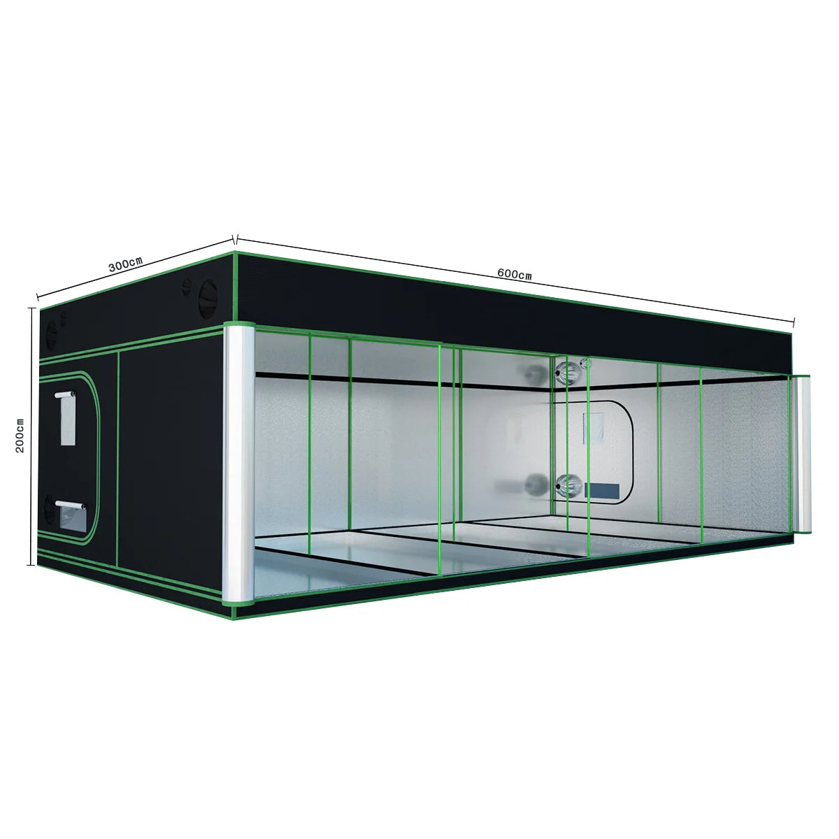 600D Oxford Fabric Grow Tent with Metal Frame 600x300x200 cm
