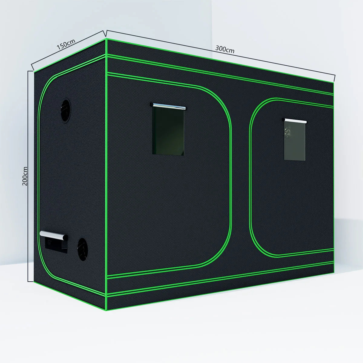 600D Oxford Fabric Grow Tent with Metal Frame 150x300x200 cm