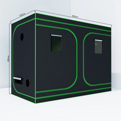 600D Oxford Fabric Grow Tent with Metal Frame 150x300x200 cm
