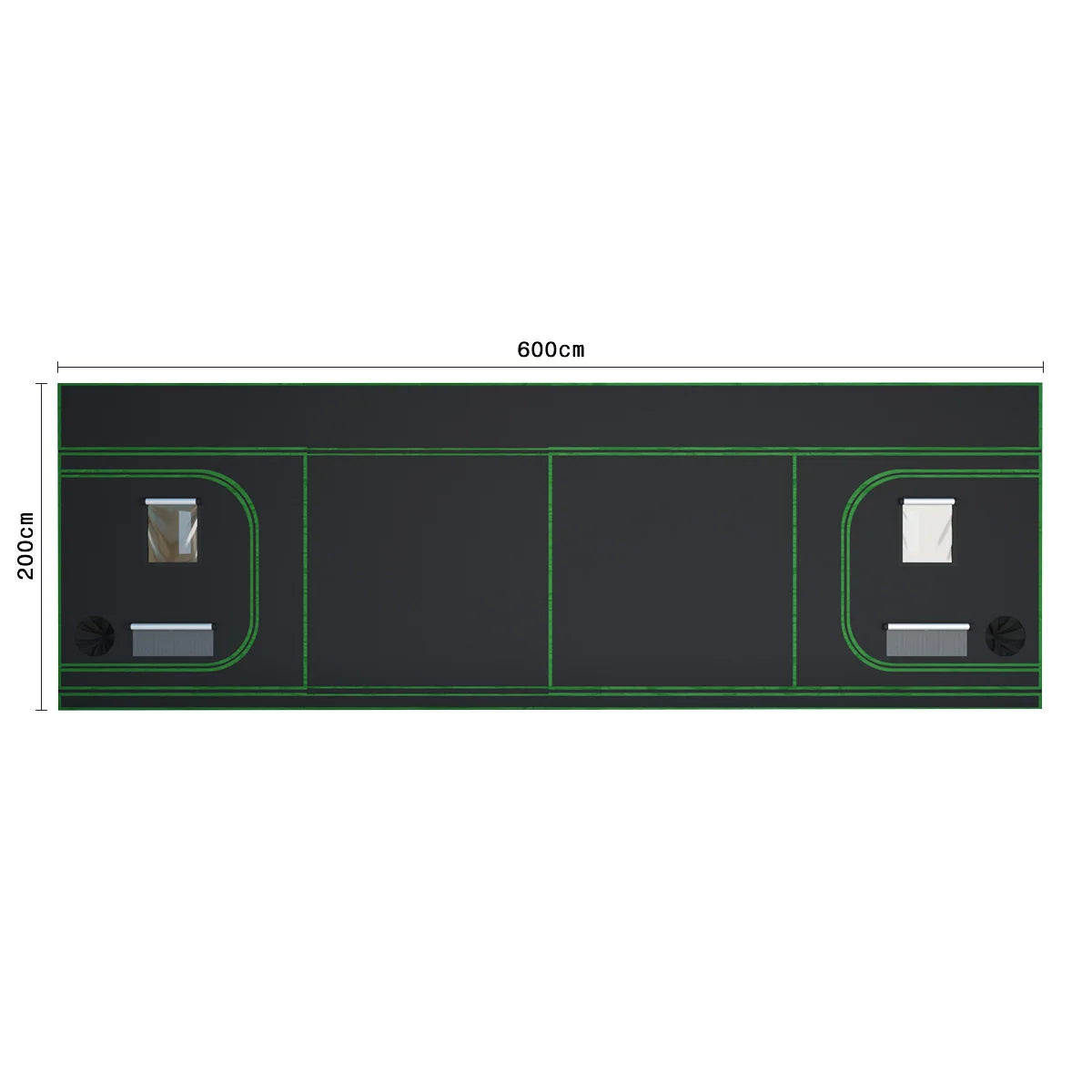 600D Oxford Fabric Grow Tent with Metal Frame 600x300x200 cm