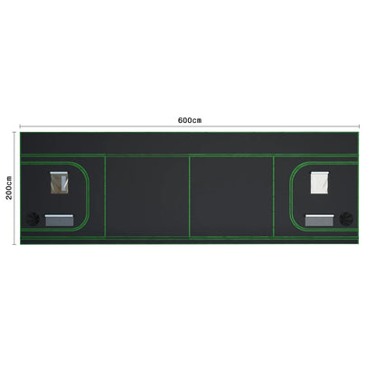600D Oxford Fabric Grow Tent with Metal Frame 600x300x200 cm