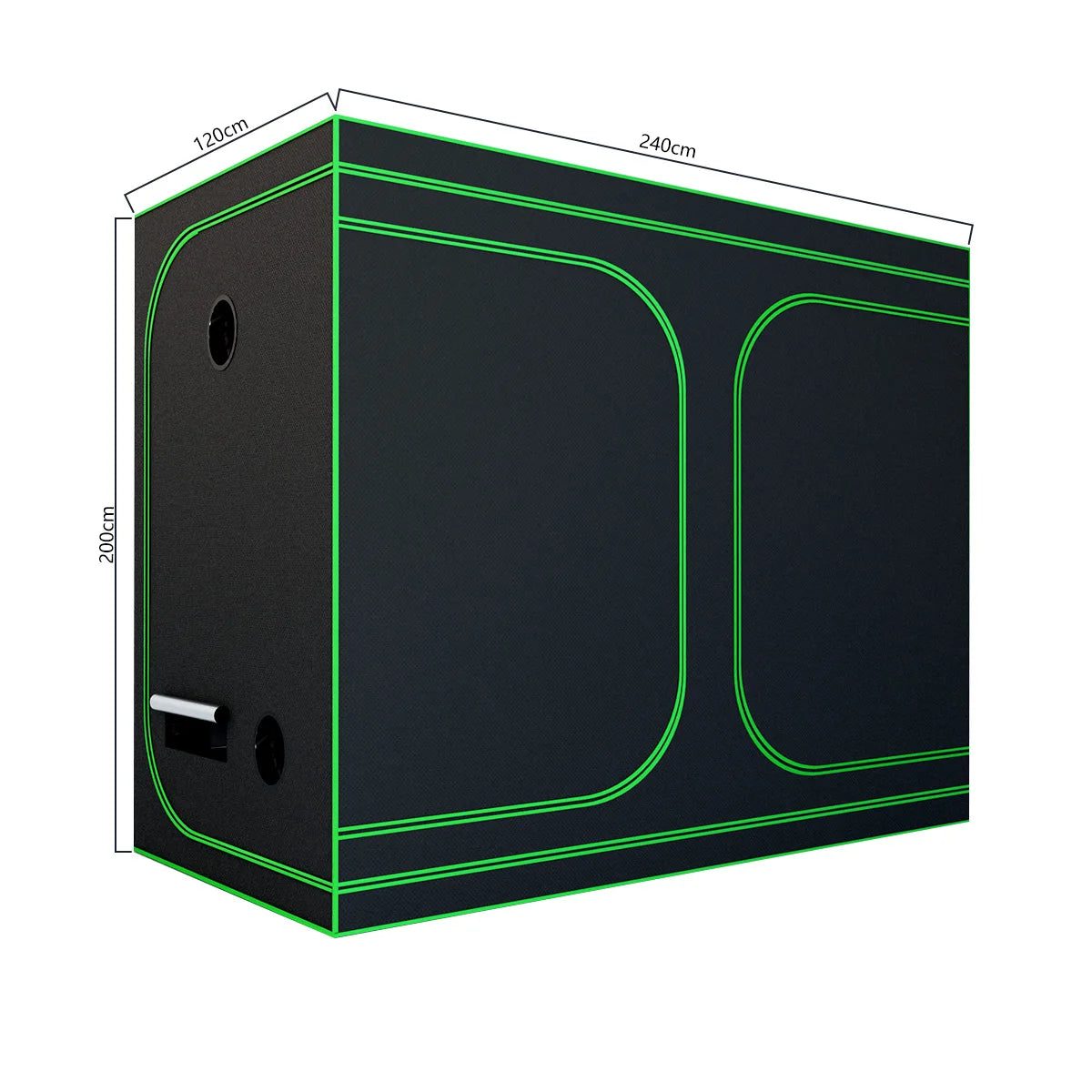 600D Oxford Fabric Grow Tent with Metal Frame 240x120x200 cm