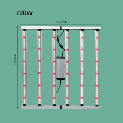 B-720W Foldable Full Spectrum LED Grow Light LM281B 6 Bar 2.55umol/J IP54 Rated for Chips 3-Year Warranty for Plant Rack