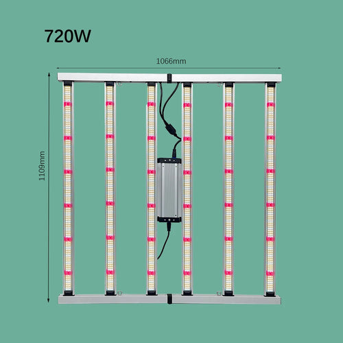 B-720W Foldable Full Spectrum LED Grow Light LM281B 6 Bar 2.55umol/J IP54 Rated for Chips 3-Year Warranty for Plant Rack