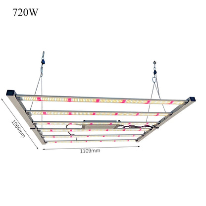 B-720W Foldable Full Spectrum LED Grow Light LM281B 6 Bar 2.55umol/J IP54 Rated for Chips 3-Year Warranty for Plant Rack