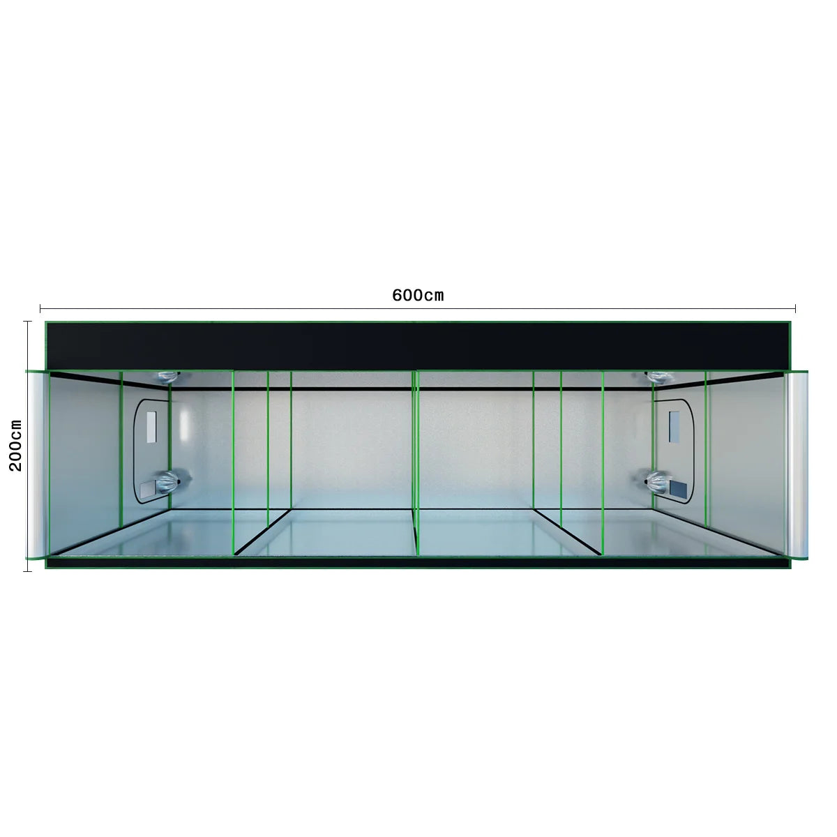 600D Oxford Fabric Grow Tent with Metal Frame 600x300x200 cm