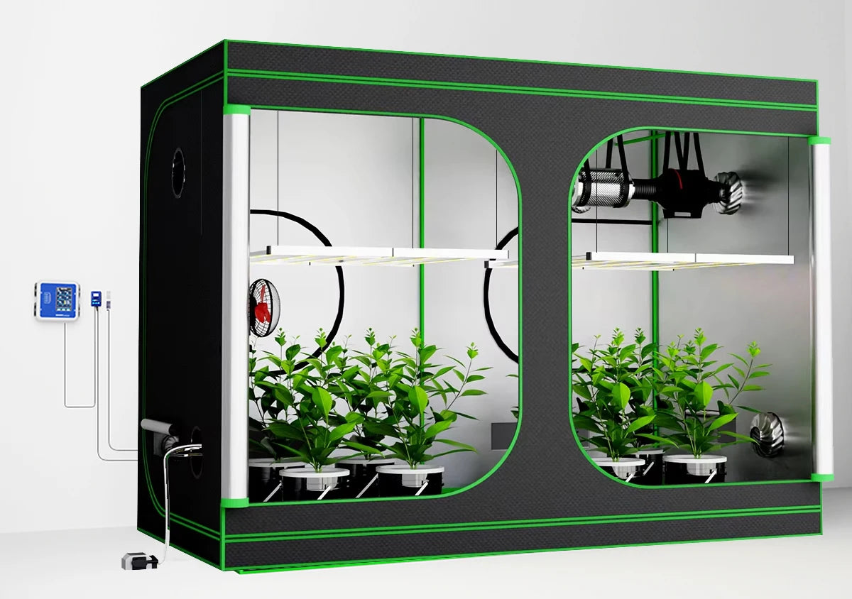 600D Oxford Fabric Grow Tent with Metal Frame 240x120x200 cm