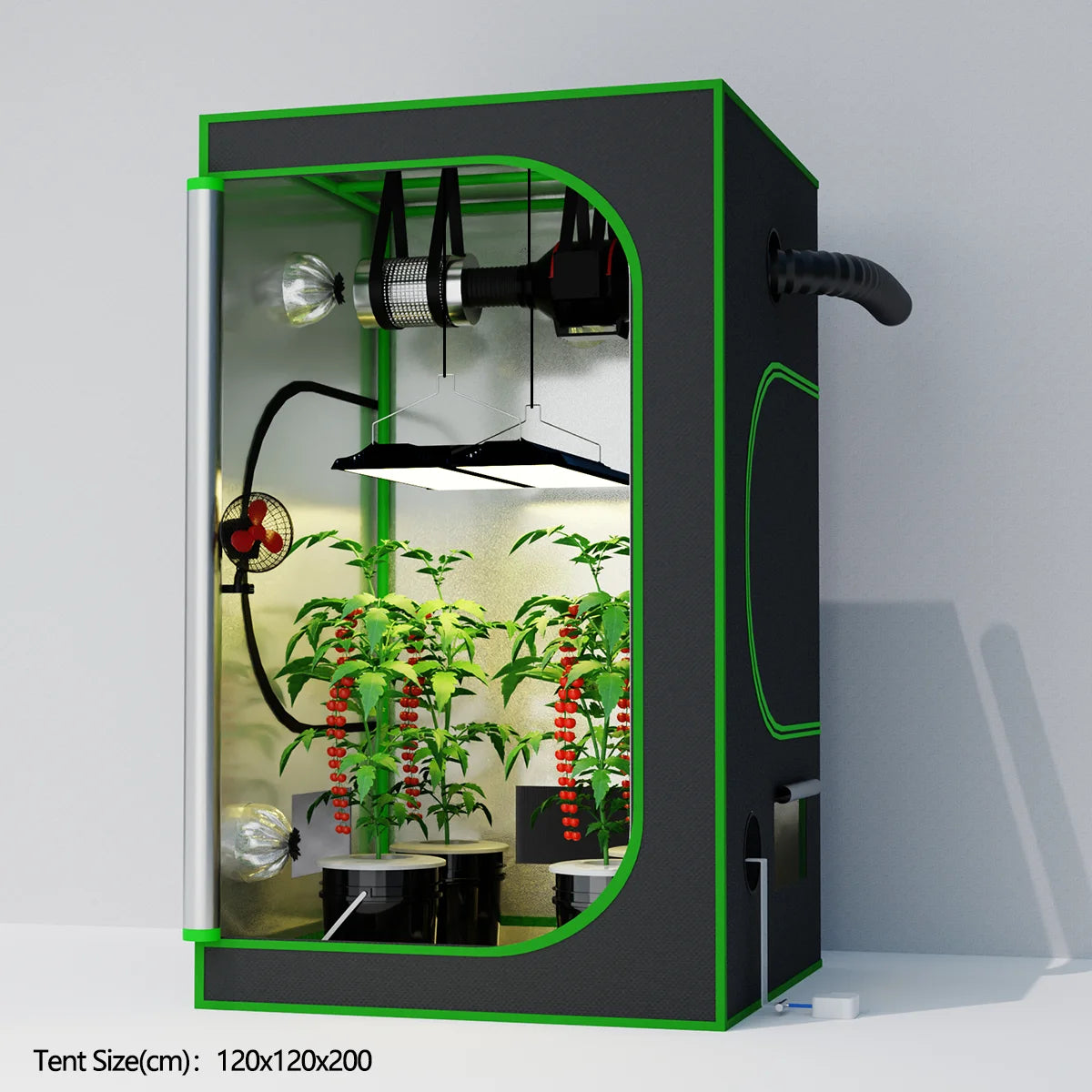 600D Oxford Fabric Grow Tent with Metal Frame 120x120x200 cm