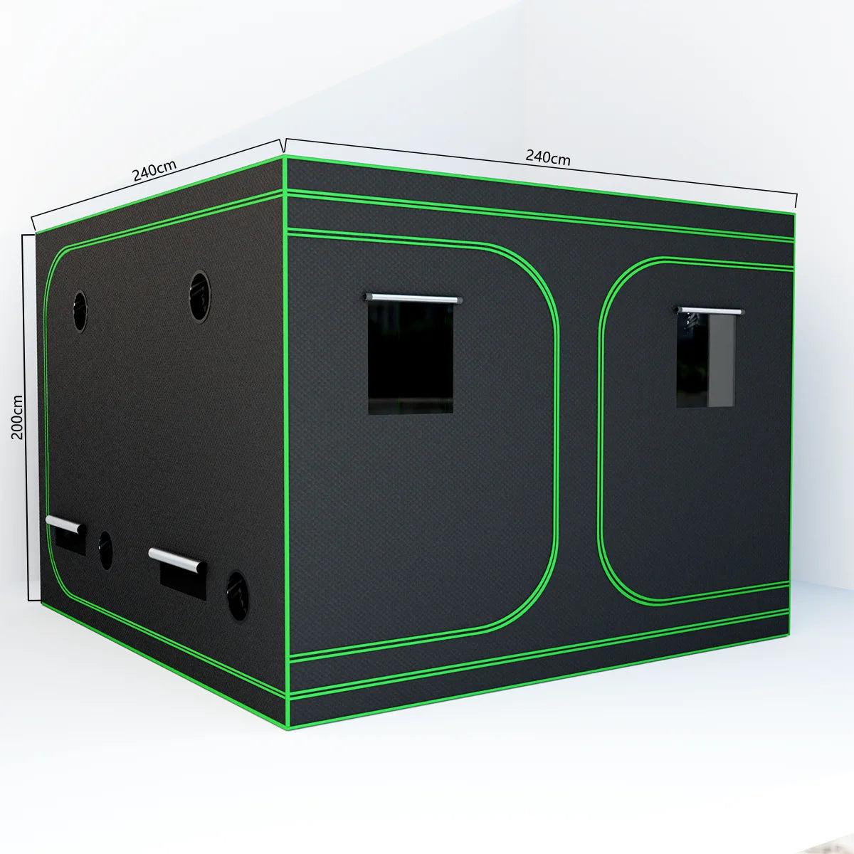 600D Oxford Fabric Grow Tent with Metal Frame 240x240x200 cm