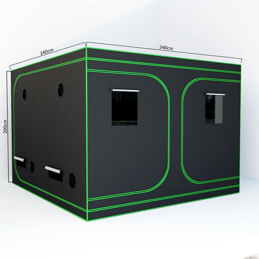 600D Oxford Fabric Grow Tent with Metal Frame 240x240x200 cm