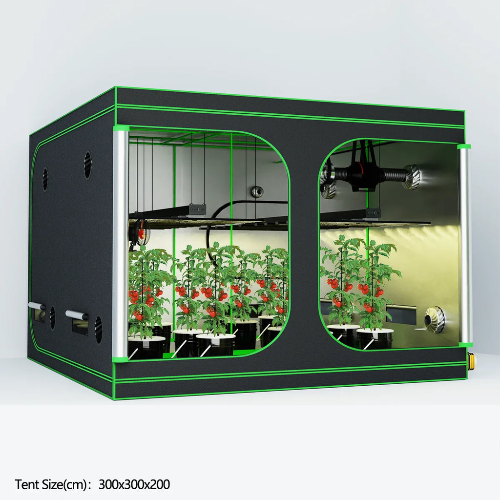 600D Oxford Fabric Grow Tent with Metal Frame 300x300x200 cm
